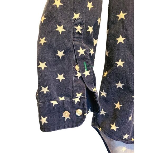 Vintage 90s Tommy Hilfiger Blue Star Pattern Button Down Shirt Nice Fade | M EUC - Picture 9 of 12
